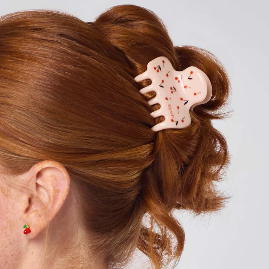 Cherry Print Cloud Claw Clip - Medium