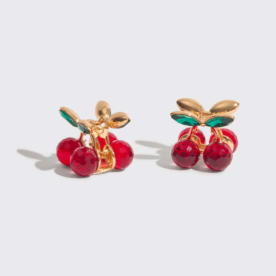 Mini Cherry Rhinestone Claw Clips 2pc Set