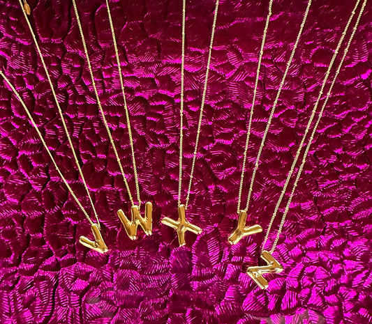 Gold Initial Bubble Necklace Y