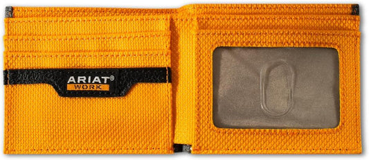 Ariat Men's Work Bifold Stacked Woven Patch Grey Wallet