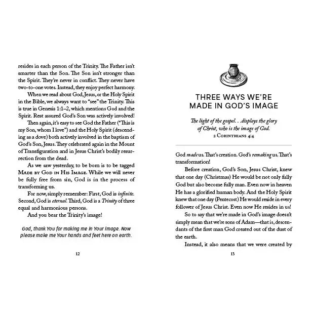 Challenging Devotions for the Man Made in God's Image, open to inside pages