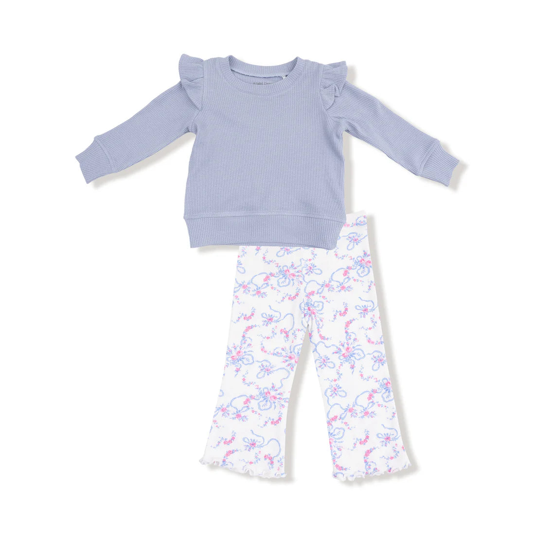 Ribbon Floral Shirt & Flare Pant Set