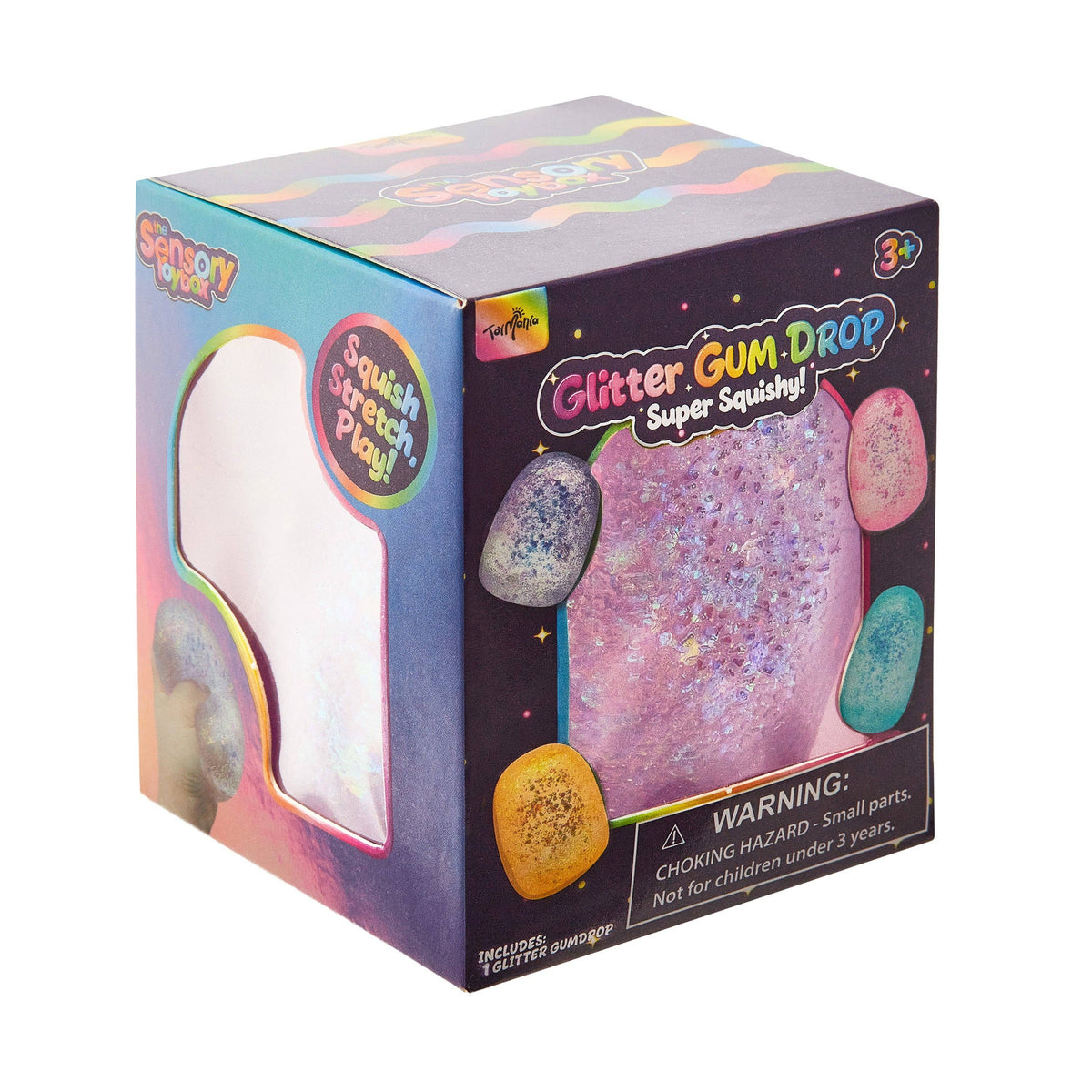 Sensory Toy Box: Squishy Glitter Gum Drops Stress Relief Fidget Toy (1pc) Ships Assorted