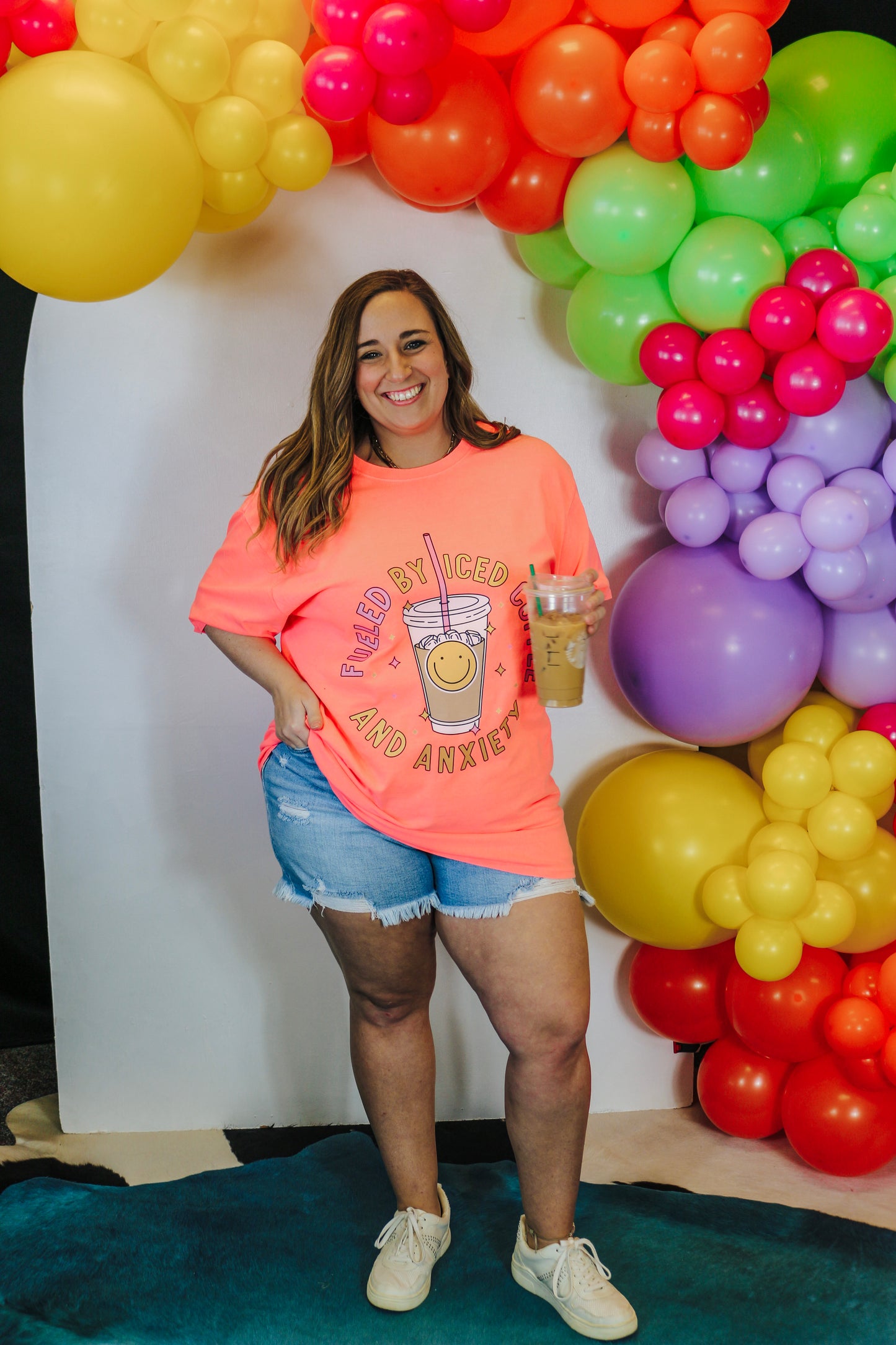 Fueled By Iced Coffee Coral Tee