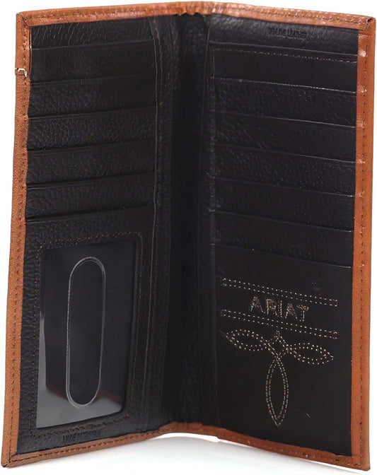 Ariat Men's Rodeo Basket Weave Calf Hair Brown Wallet
