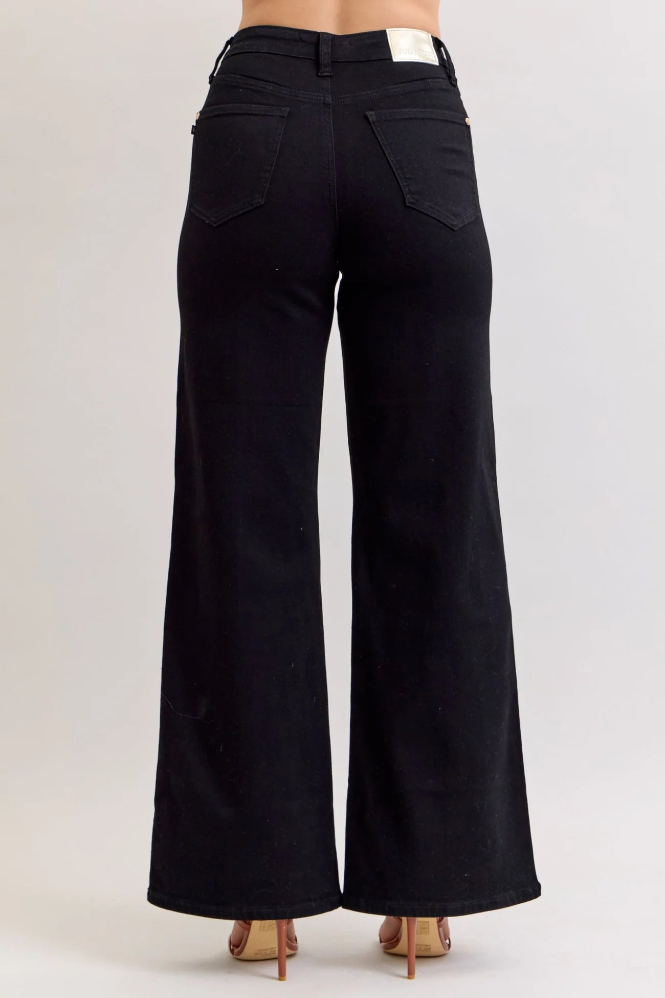 Judy Blue High Waisted Retro Wide Leg Black Denim Jeans