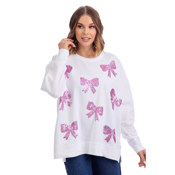 White Bow Sparkle Top By Mud Pie