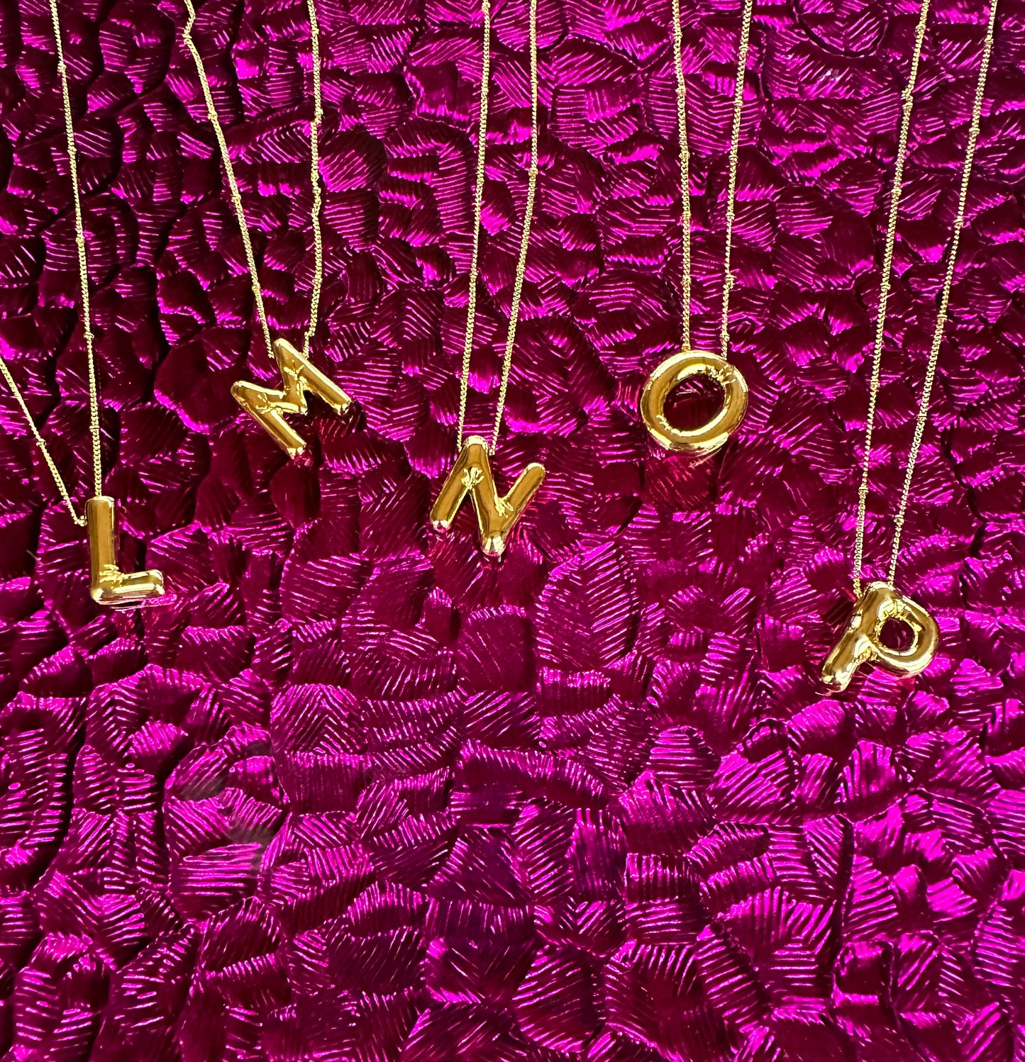 Gold Initial Bubble Necklace O