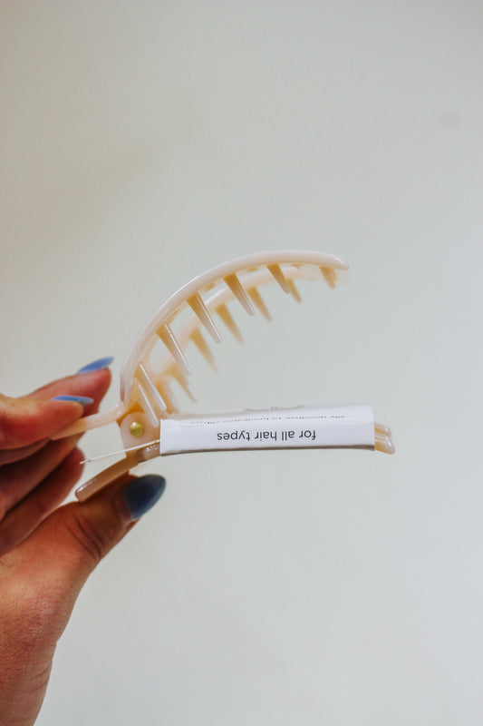 Medium Almond Beige Square Teletie Hair Clip