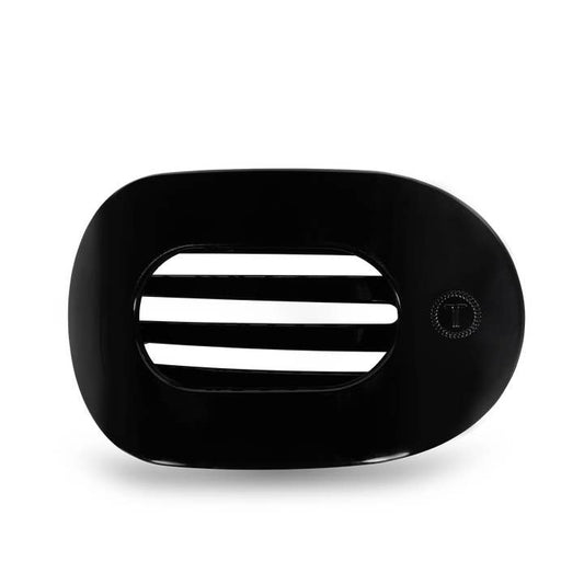 Round Flat Large Hair Clip- Jet Black