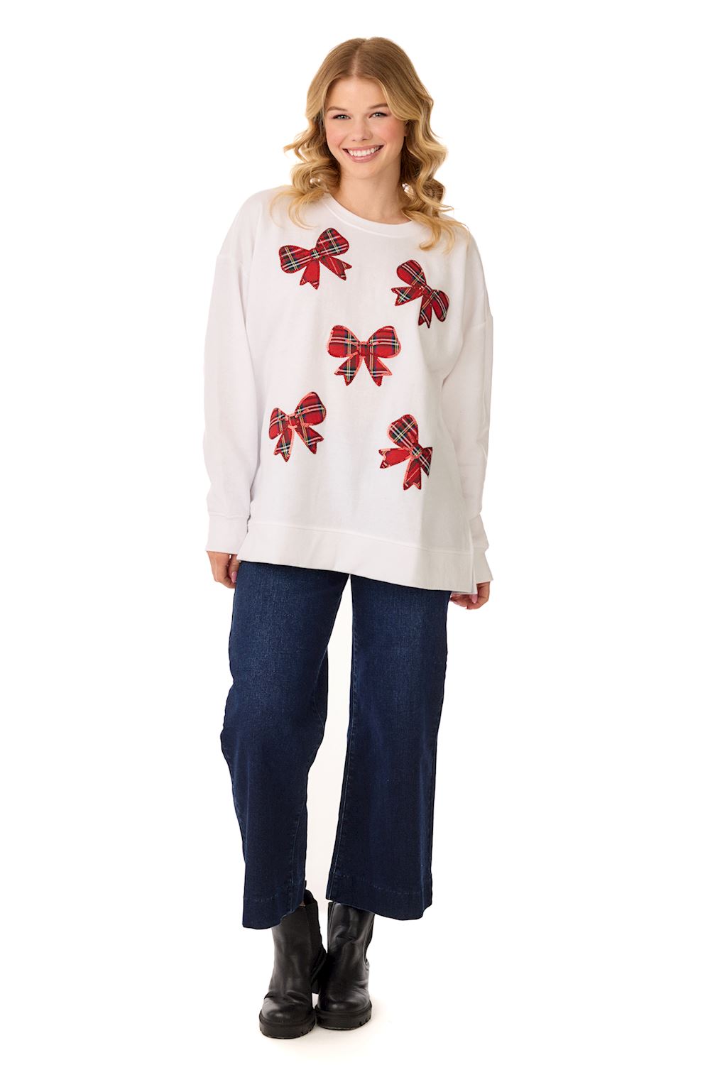 Tartan Bow Sparkle Sweatshirt