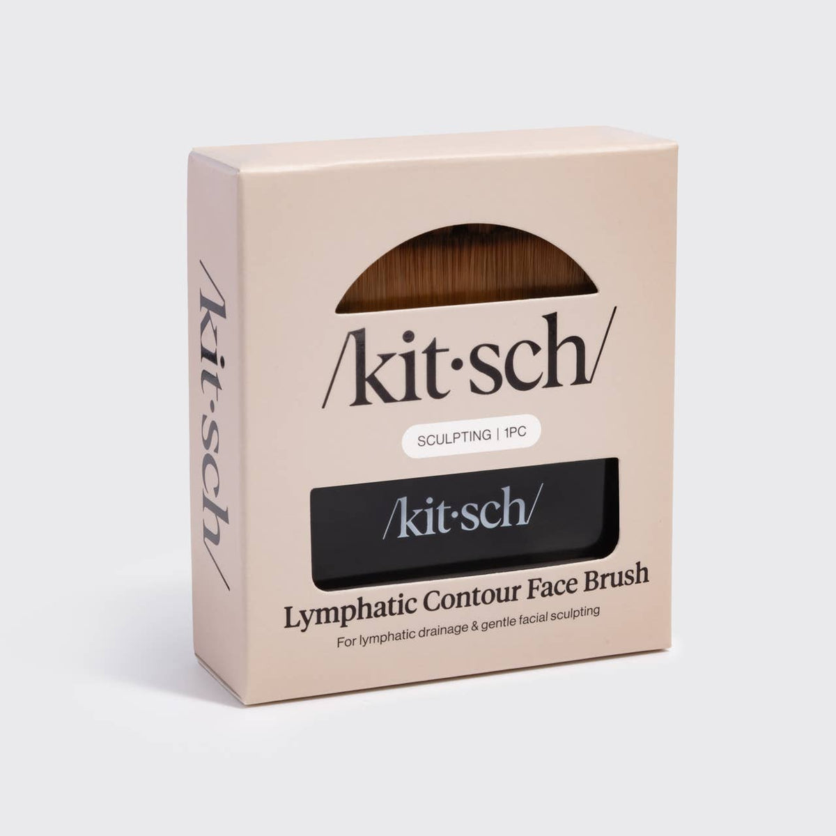 Kitsch Lymphatic Contour Face Brush in black, shown in its retail box