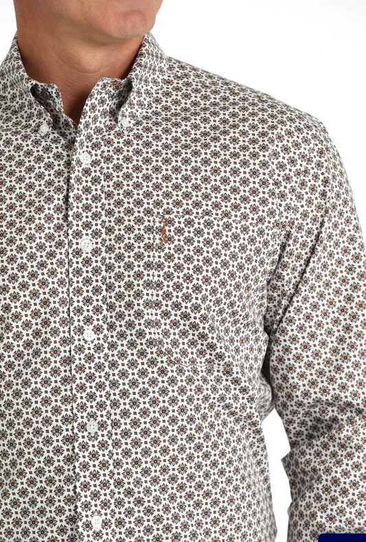 Cinch Men's White Modern Geo Modern Western Shirt