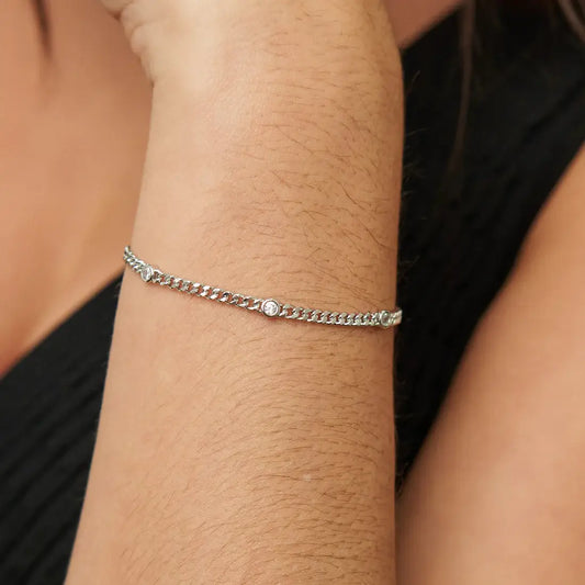 Silver Cz Dainty Bracelet - Water Resistant