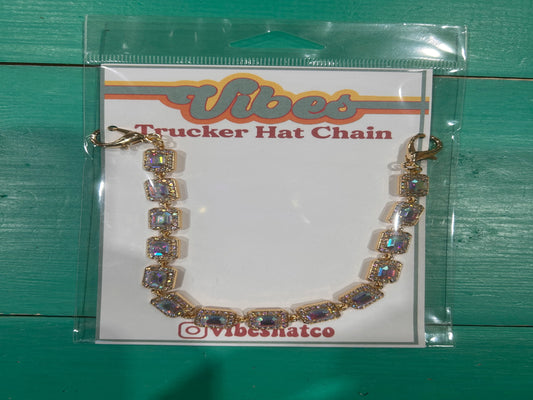 Large Rhinestone Studded Trucker Hat Chain