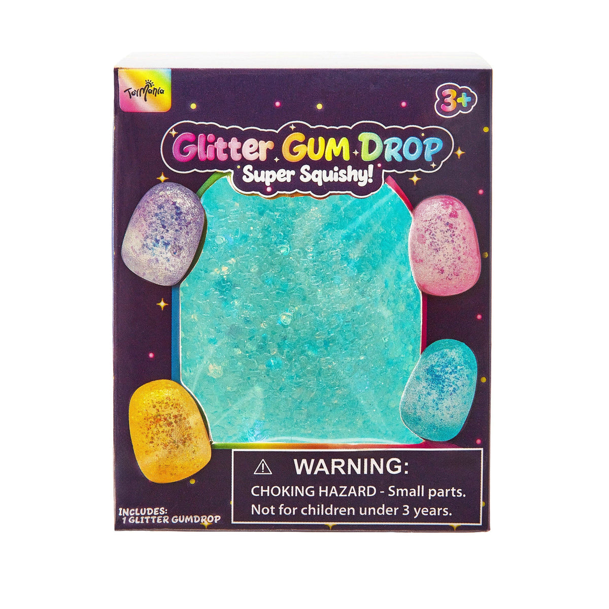 Sensory Toy Box: Squishy Glitter Gum Drops Stress Relief Fidget Toy (1pc) Ships Assorted