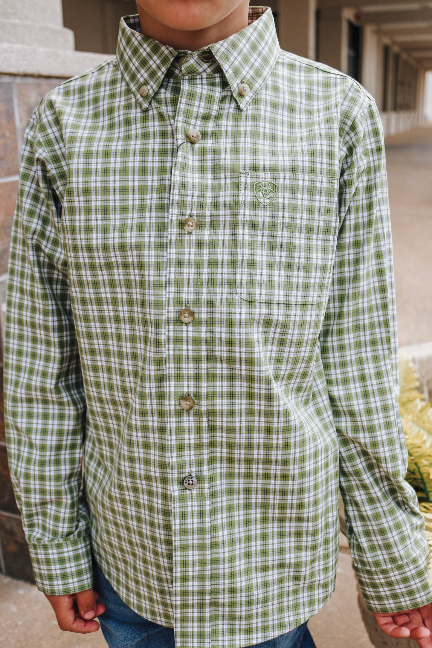 Ariat Boys Pro Series Eilad Classic Fit Shirt- Green