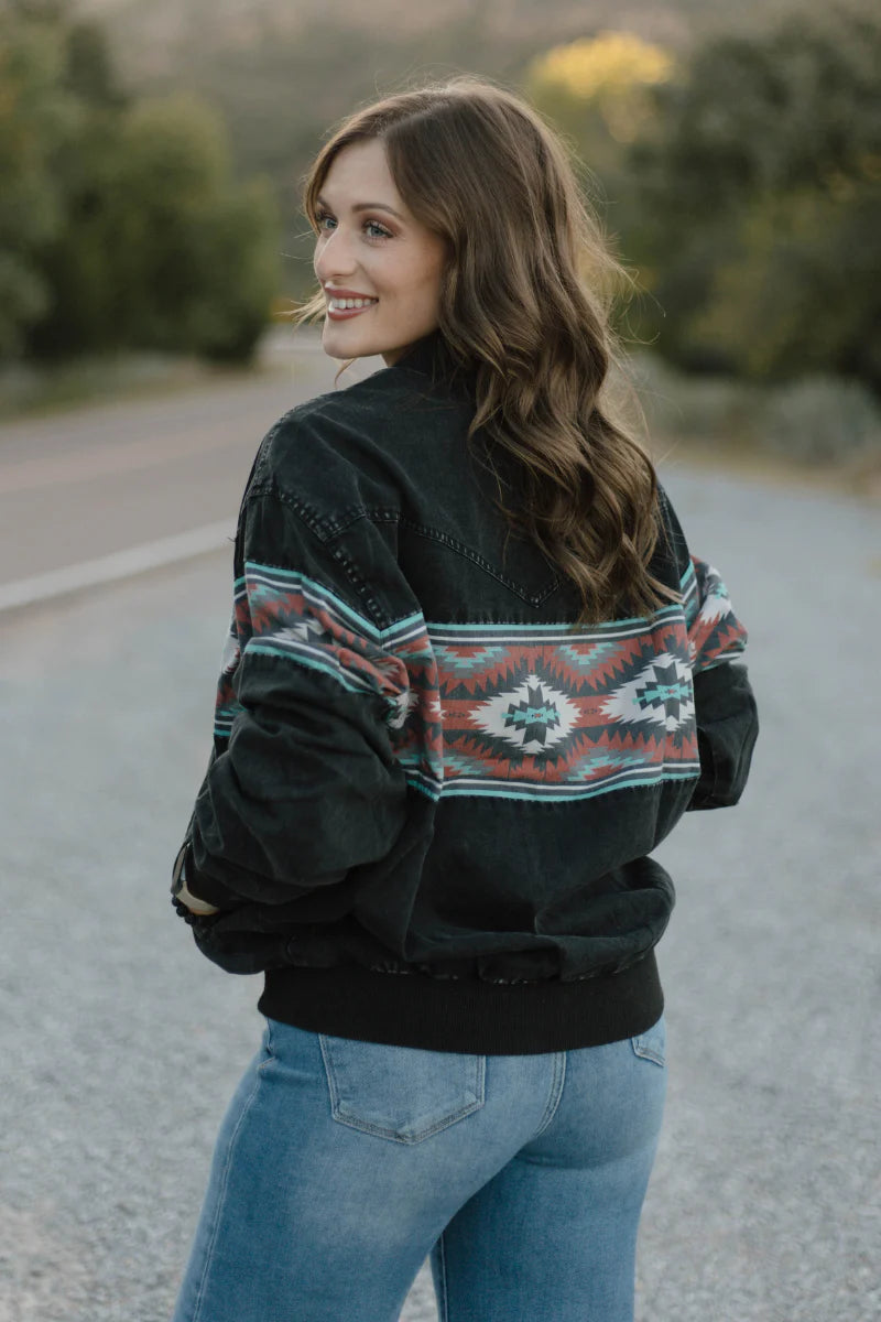 High Desert Horizon Black Bomber Jacket