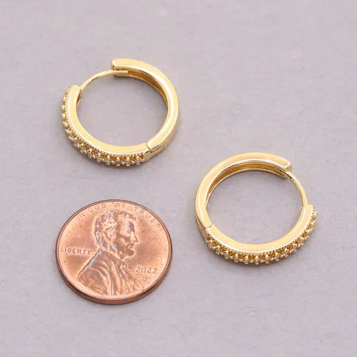 18K Gold Dipped Rhinestone Hoop Earring