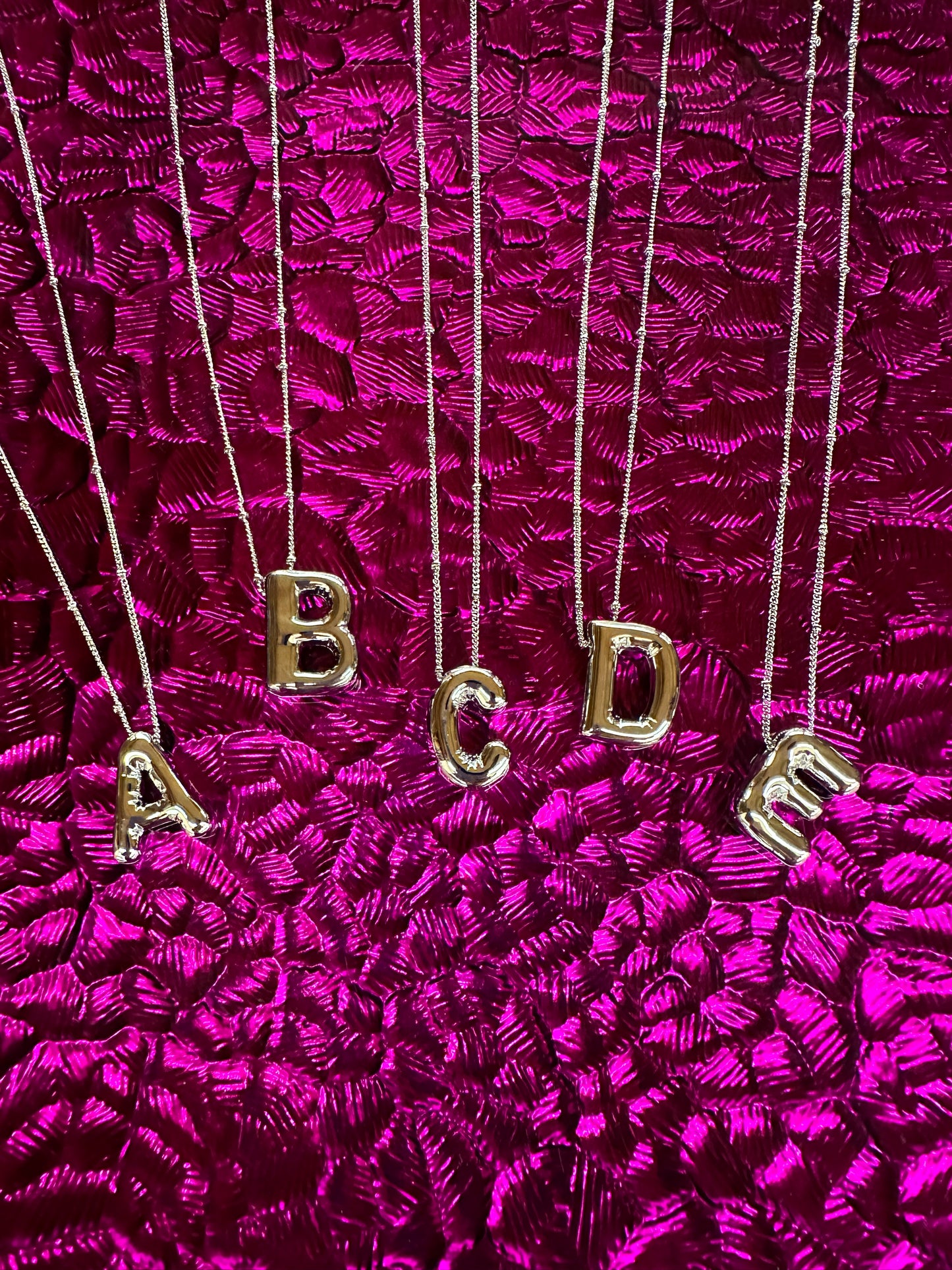 Silver Initial Bubble Necklace E