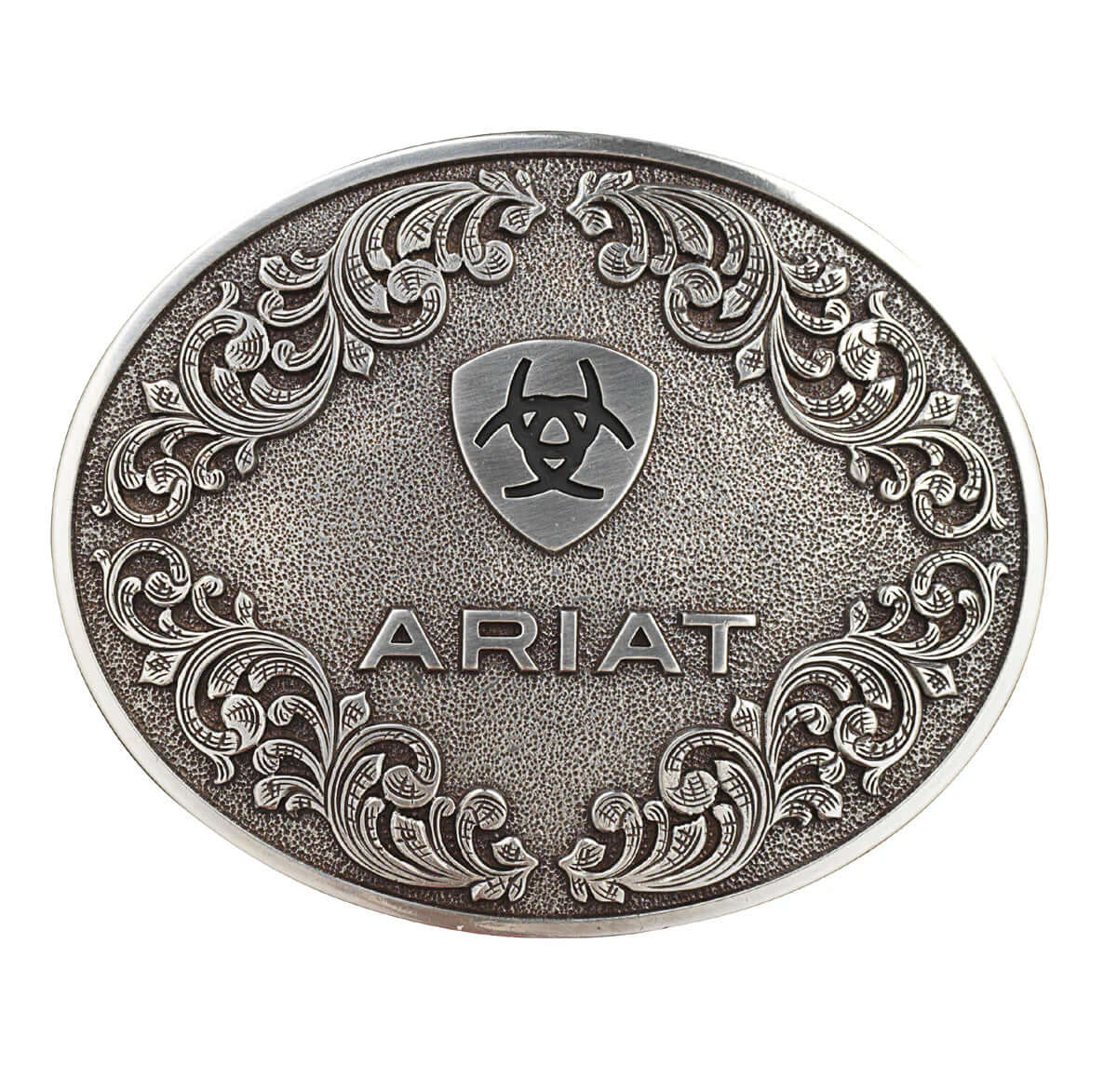 Ariat Men's Oval Smooth Edge Scroll Logo Belt Buckle