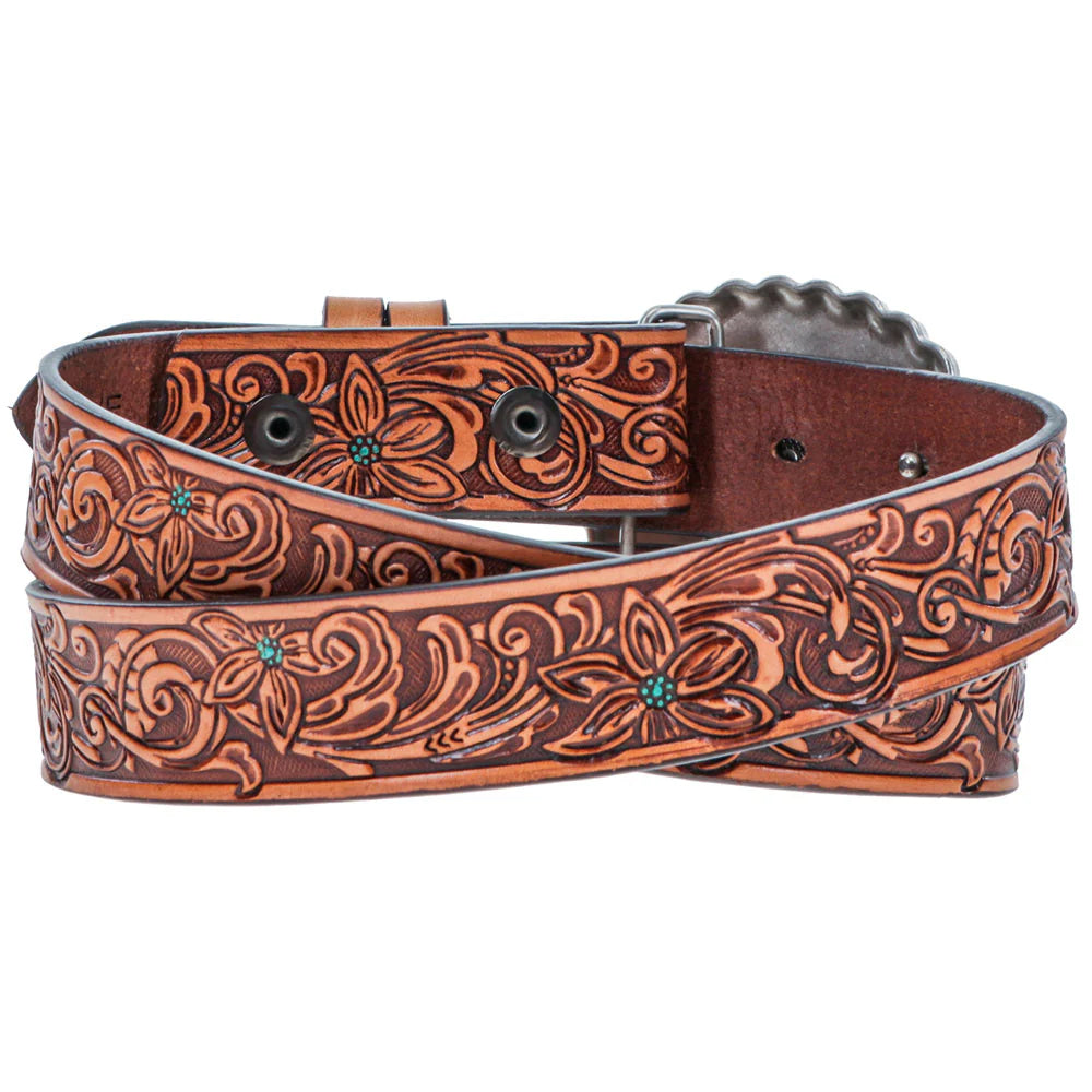 Hooey Youth Girls Medina Brown & Turquoise Floral Belt