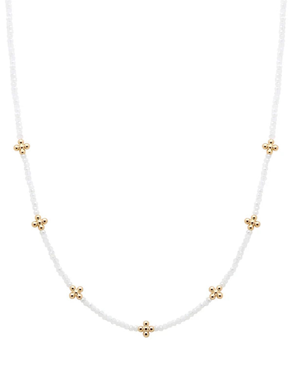White Crystal and Gold Cross 16"-18" Necklace