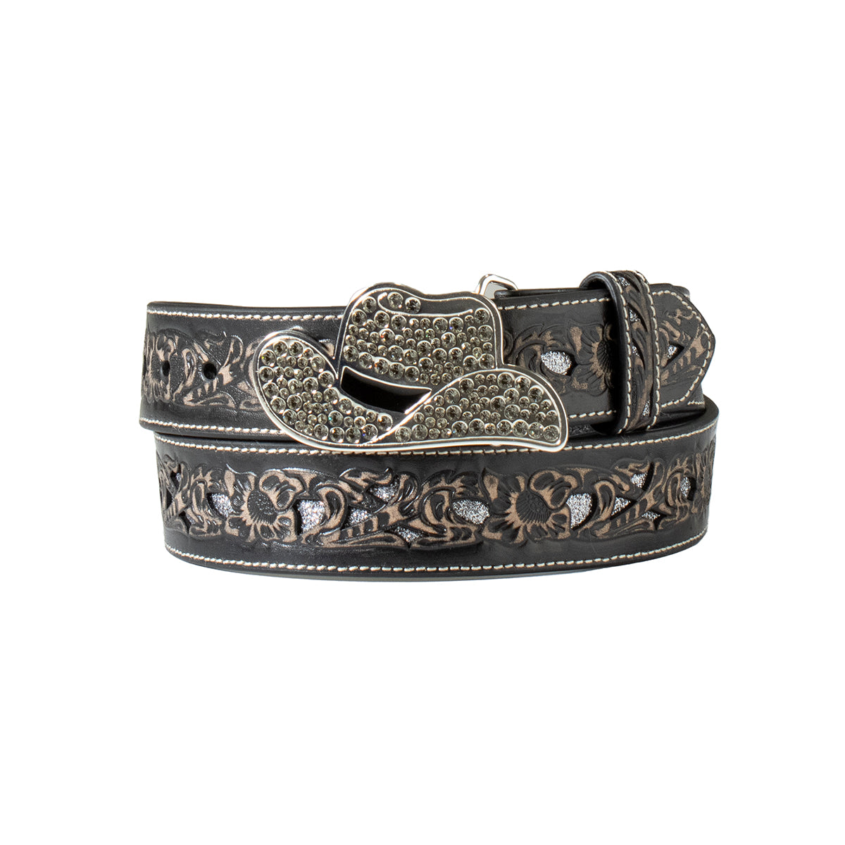 Angel Ranch Ladies Floral Filigree Glitter Belt