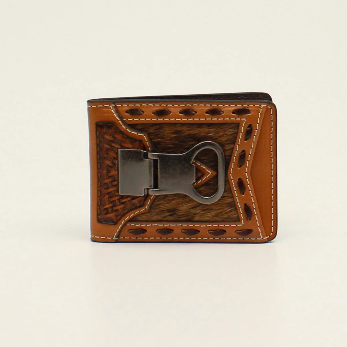 Ariat Brown Cowhide Money Clip Wallet