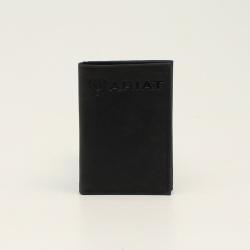 Ariat Mens Embossed Logo Black Trifold Wallet