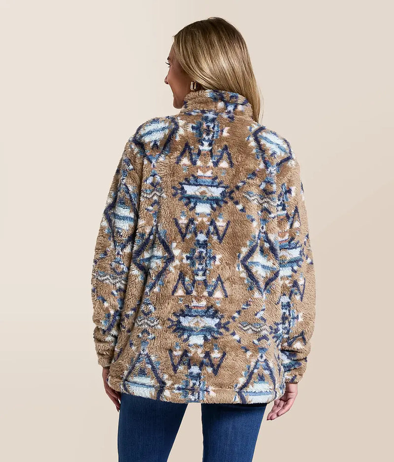 Hooey Brown With Multi Color Aztec Telluride Fleece Pullover