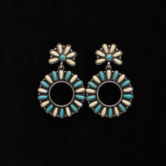 Blazin Roxx Ivory Turquoise Round Stone Earring