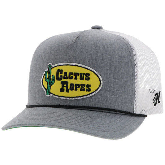 Hooey Men's White & Grey Hat With Yellow Cactus Rope Patch