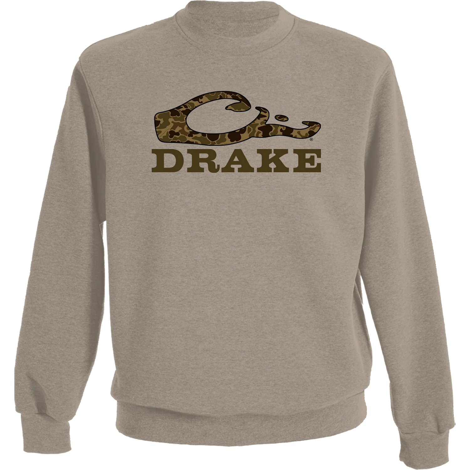 Drake Men's Old School Island Fossil Heather Graphic Crew