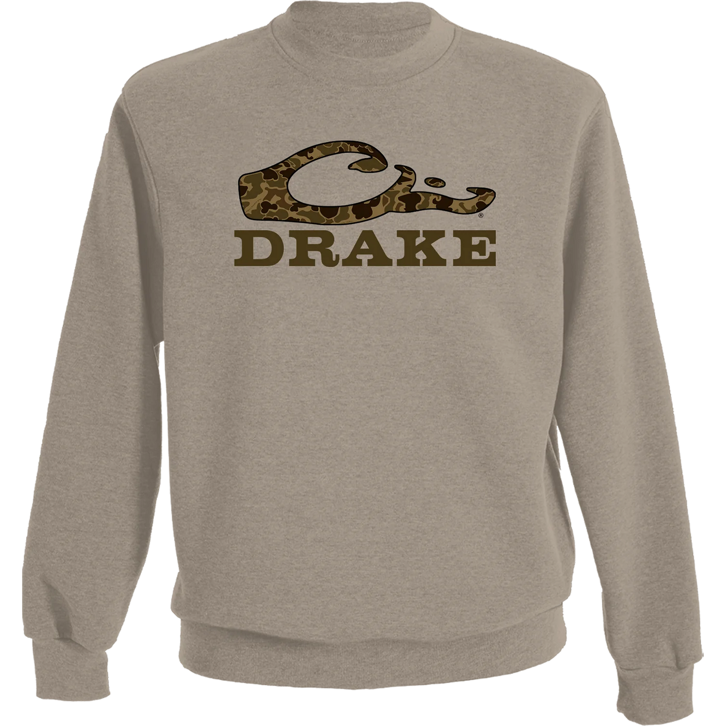 Drake Men's Old School Island Fossil Heather Graphic Crew Sweatshirt
