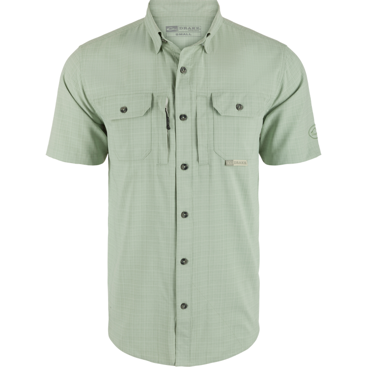 Drake Men's Wingshooter Trey Cross Hatch Desert Sage Shirt