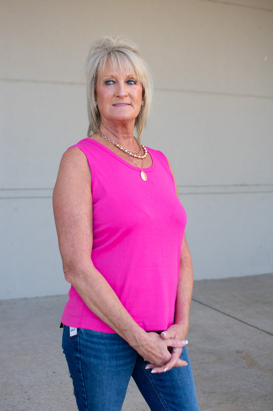 Wants And Needs Fuchsia Pink Ribbed Tank Top