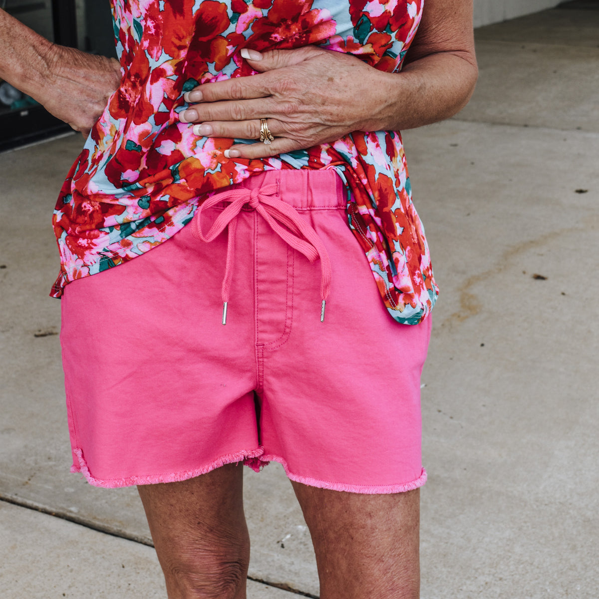 Take It Personal Frayed Hem Pull On Shorts