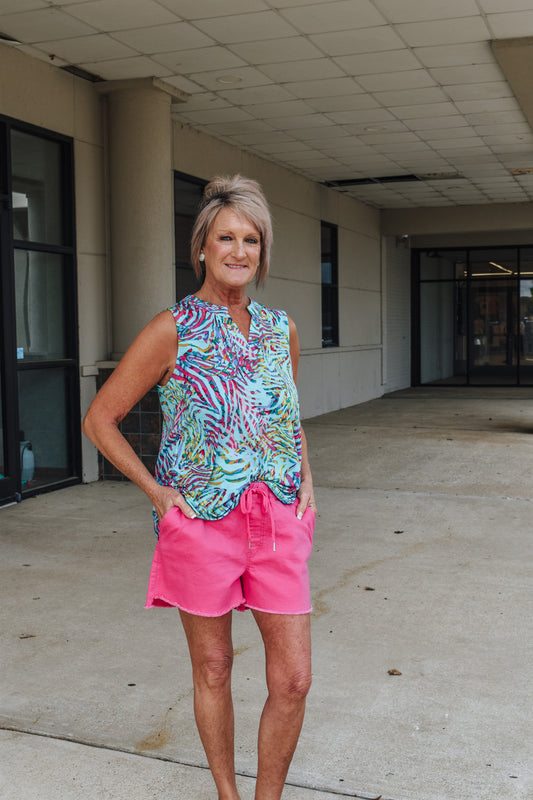 Liz Sweet As Ever Teal Floral Tank