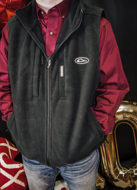 Drake Black Solid Windproof Fleece Layering Vest With Magnetic Pocket