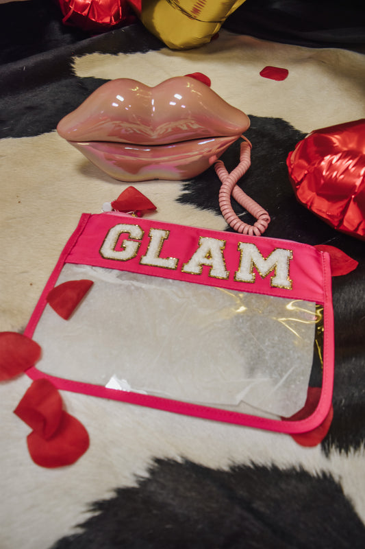 Glam Pink Clear Pouch