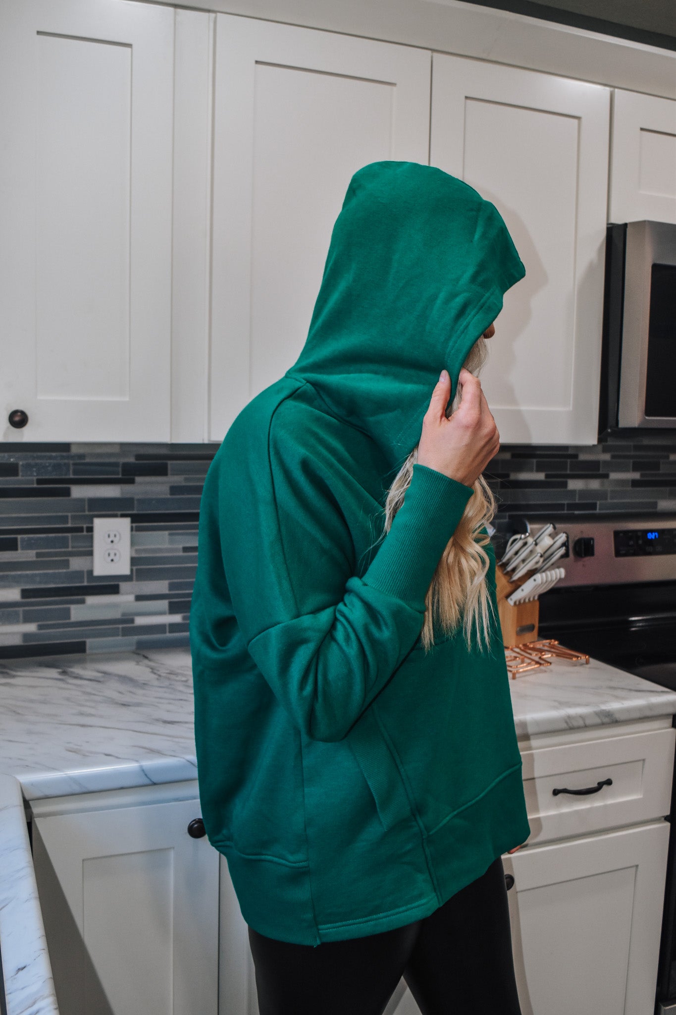 New In Town Forest Green Hooded Pullover