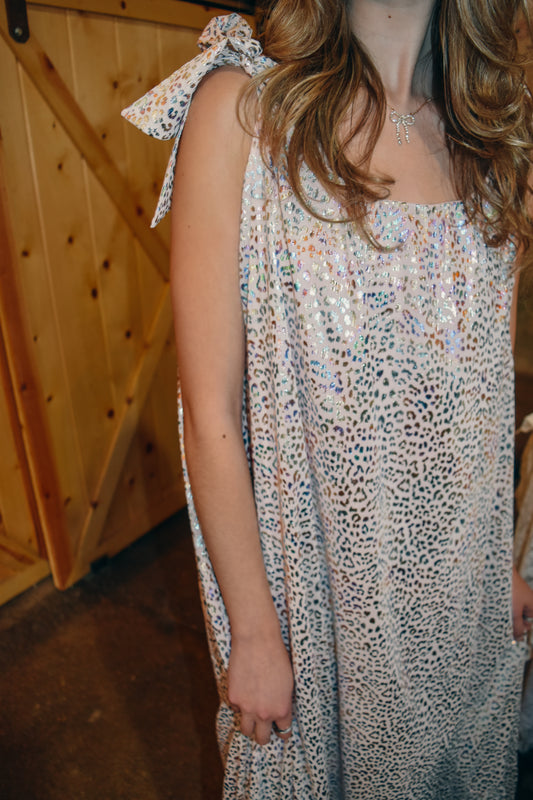 Disco Diva Leopard Foil Maxi Dress