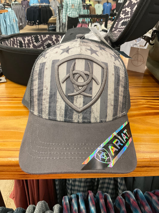 Ariat Men's Grey Patriotic Logo Cap