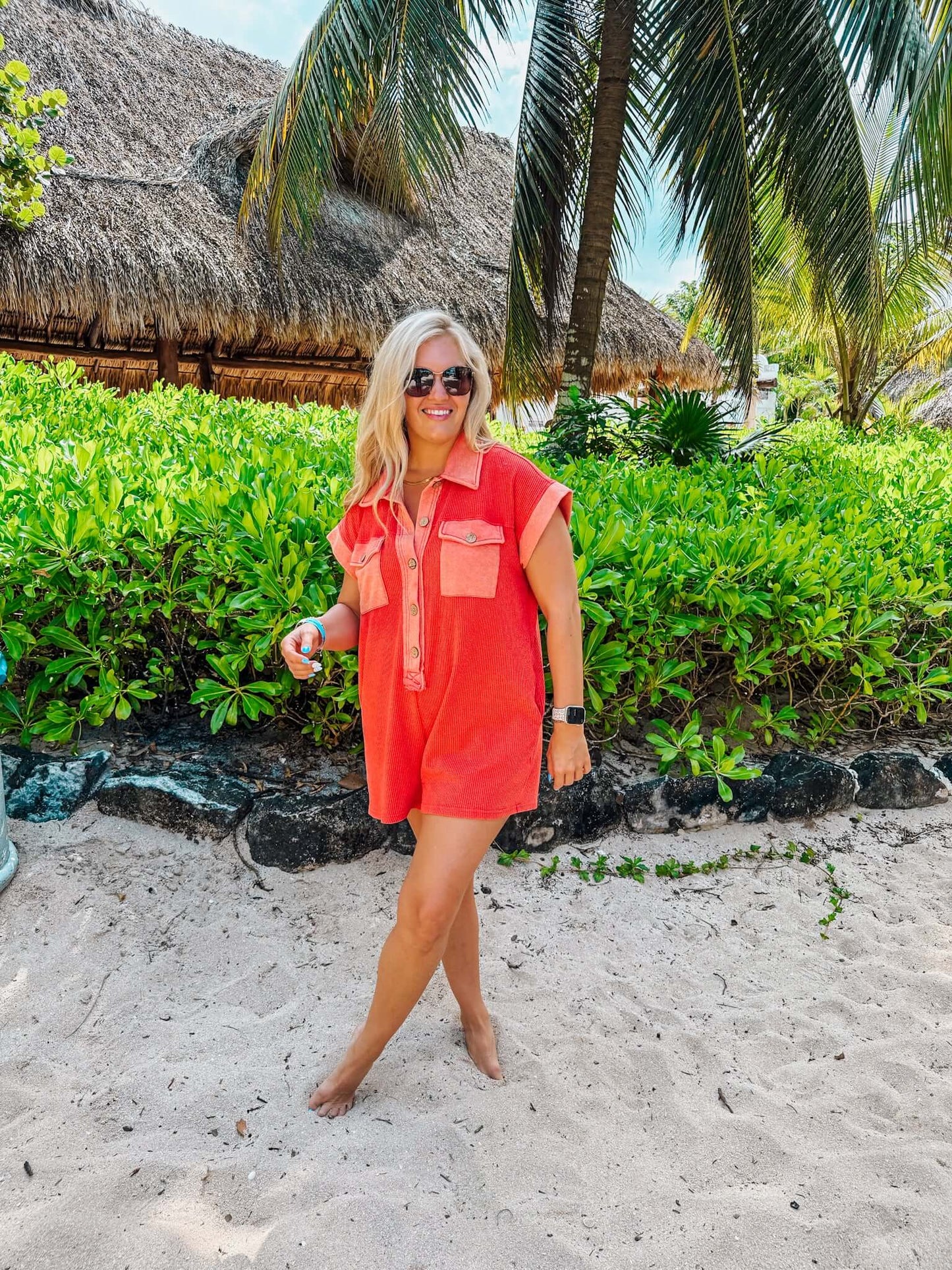Bombshell Babe Washed Red Romper