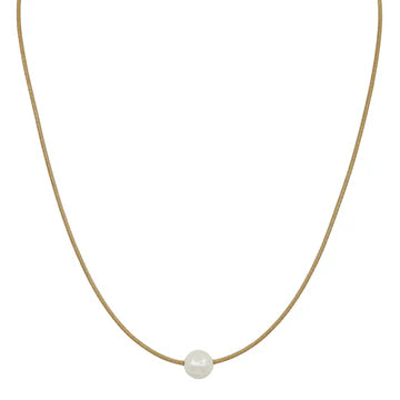 Leather Cord with Freshwater Pearl Pull String Necklace -2 Colors