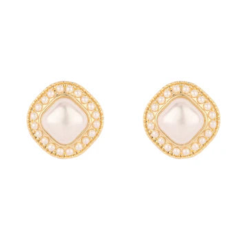 Pearl Gold Studded .5" Stud Earrings