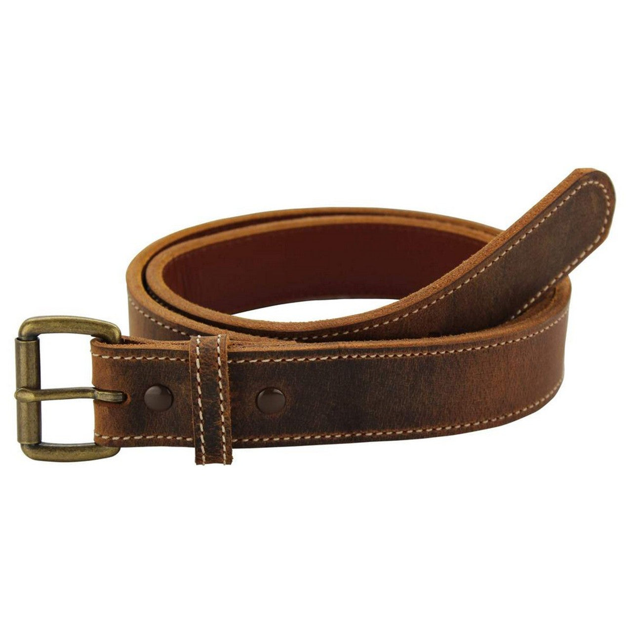 Gingerich Men's Brown Leather Distressed Steel Coil Belt