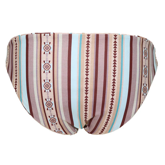 Hooey Women's Taupe Aztec Stripe "The Rally" Reversible Swimsuit Bottoms