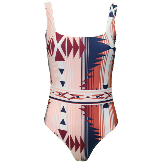 Hooey Women's Aztec Pink & Blue "The Ollie" One Piece Swimsuit